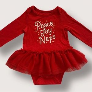 Cat & Jack Baby Girls Christmas Holiday Onesie/Tutu Size 6-9m